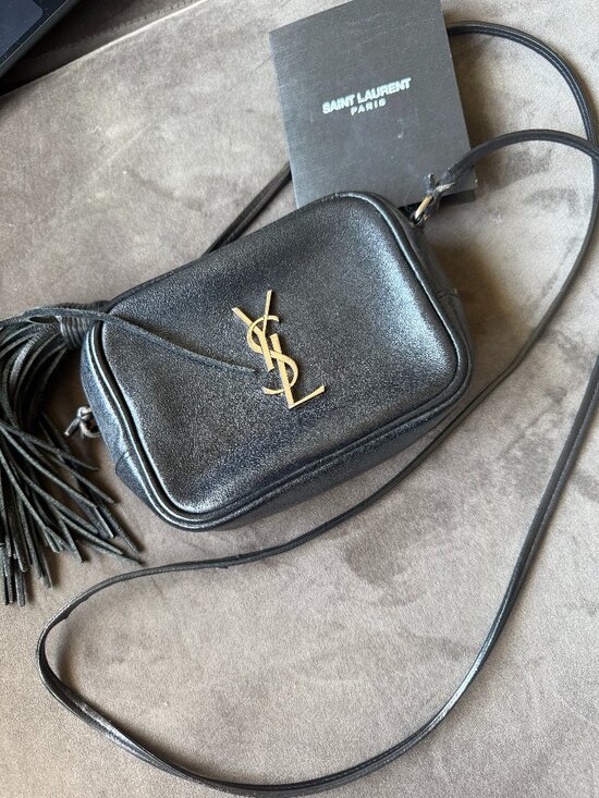 Yves Saint Laurent Handbags - Authentic Saint Laurent (YSL) Monogram Leather Crossbody Bag with Tassel - Black